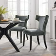 thumbnail image 1 of Modway Curve Performance Velvet Dining Chairs - Set of 2 in Gray, 1 of 10