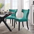 thumbnail image 1 of Modway Curve Performance Velvet Dining Chairs - Set of 2 in Teal, 1 of 10