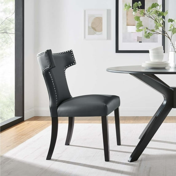Modway Curve Vegan Leather Dining Chair in Gray