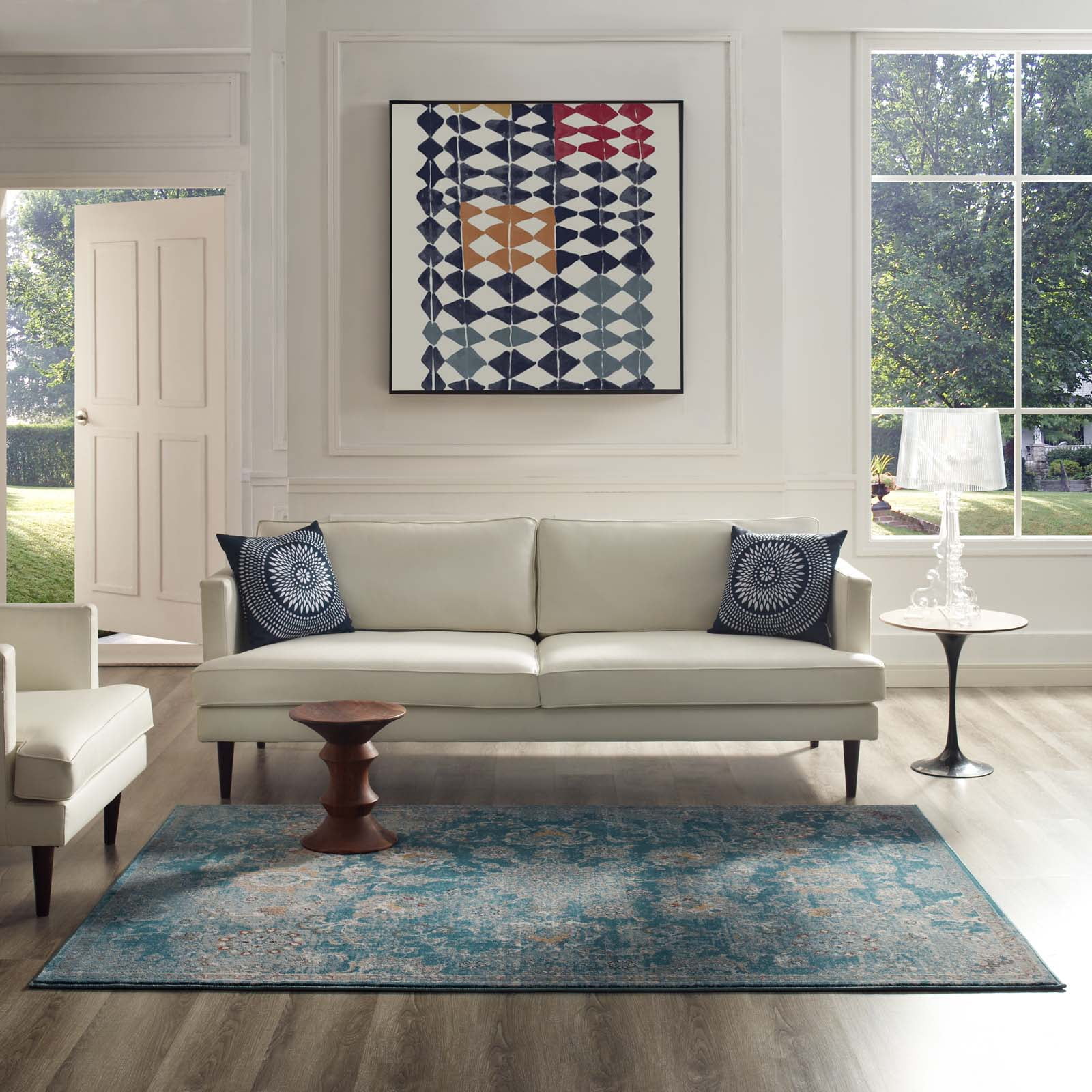 Cynara Distressed Floral Medallion 8x10 Red Beige Synthetic Area Rug