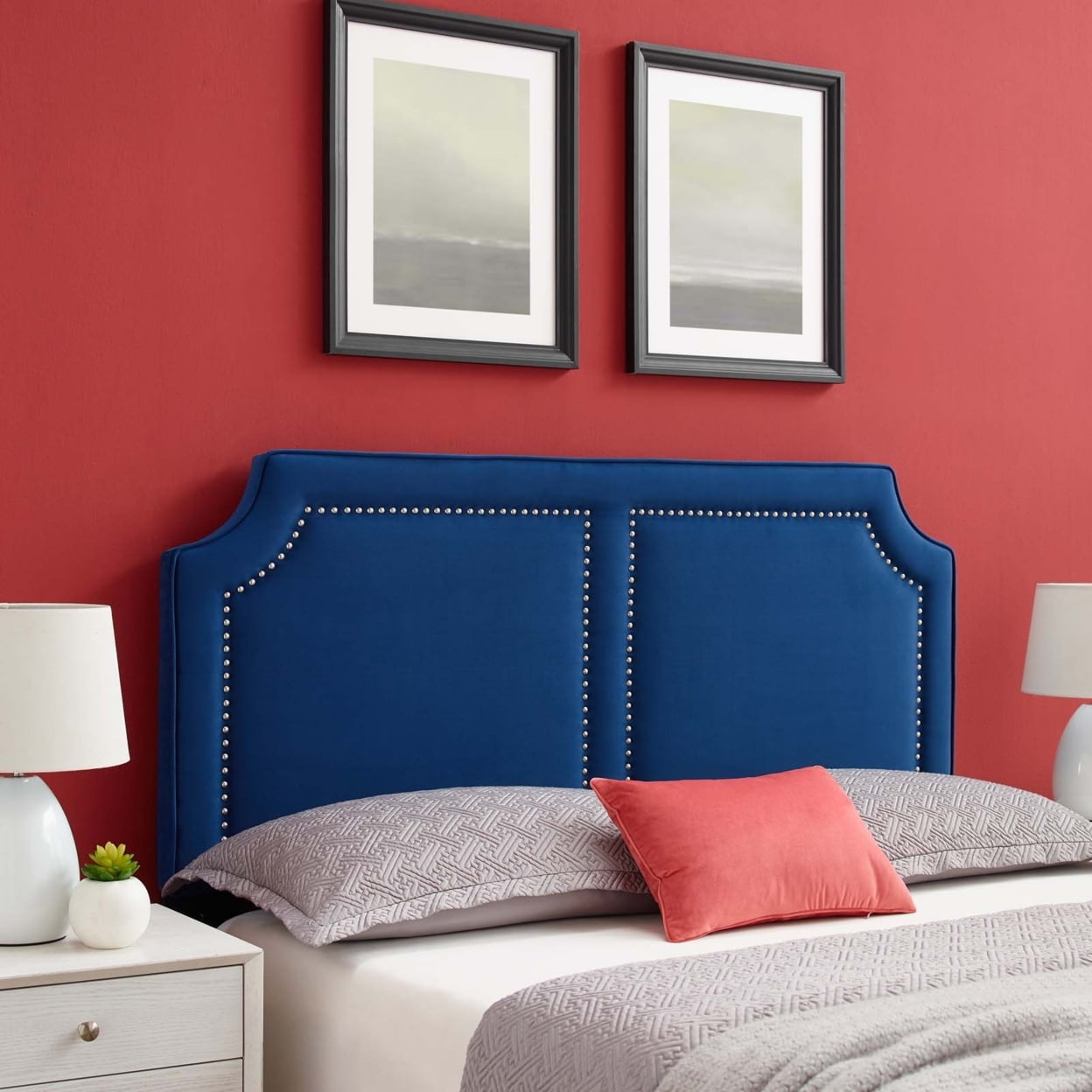 Modway Cynthia Modern Performance Velvet Full/Queen Headboard in Navy