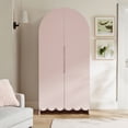 thumbnail image 1 of Dahlia 78 Inch Fluted and Scalloped Arched Storage Cabinet in Soft Pink, 1 of 10