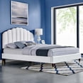 thumbnail image 1 of Modway Daisy Performance Velvet Queen Platform Bed in White, 1 of 7