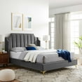 thumbnail image 1 of Modway Daniella Performance Velvet Queen Platform Bed in Gray, 1 of 8