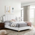 thumbnail image 1 of Modway Daniella Performance Velvet Queen Platform Bed in White, 1 of 8