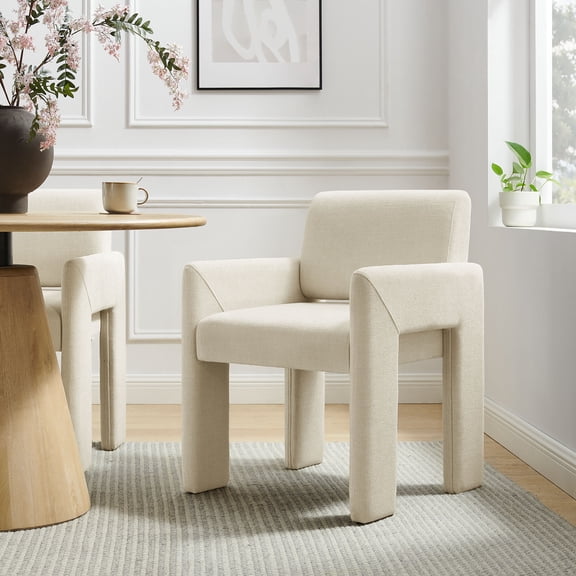 Daven Fabric Upholstered Dining Chair in Ecru