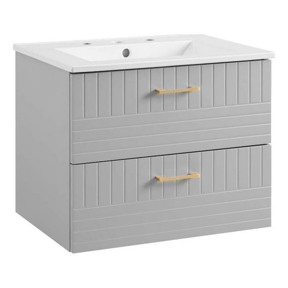 Modway Daybreak 24" Bathroom Vanity in Light Gray White