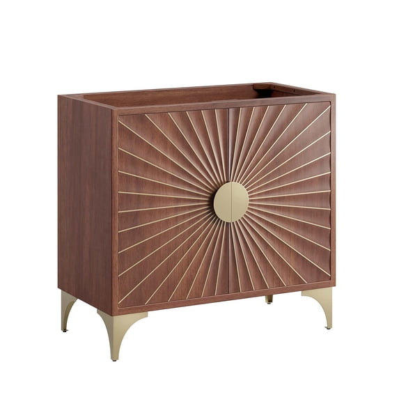 Modway Daylight 36" Solid Mango Wood Bathroom Vanity Cabinet in Walnut