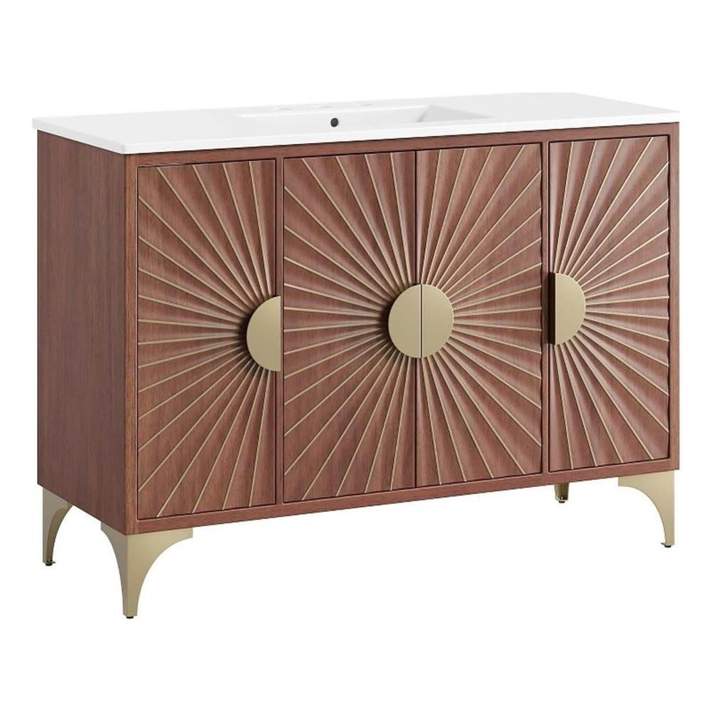 Daylight 48" Single Sink White Walnut Mango Wood Bathroom Vanity