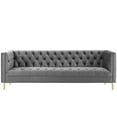 thumbnail image 1 of Modway Delight Tufted Button Performance Velvet Sofa in Gray, 1 of 6