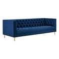 thumbnail image 1 of Modway Delight Tufted Button Performance Velvet Stainless Steel Sofa in Navy, 1 of 6
