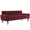thumbnail image 1 of Modway Delve Performance Velvet Sofa in Maroon, 1 of 48