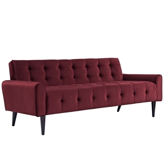 Modway Delve Performance Velvet Sofa in Maroon