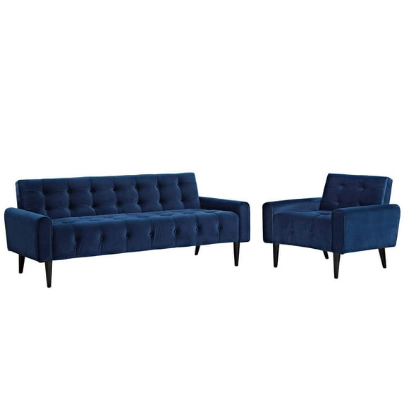 Modway Delve Velvet Upholstered Living Room Set, Set of 2, Multiple Colors