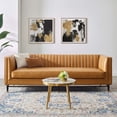 thumbnail image 1 of Modway Devote Channel Tufted Vegan Leather Sofa in Tan, 1 of 8