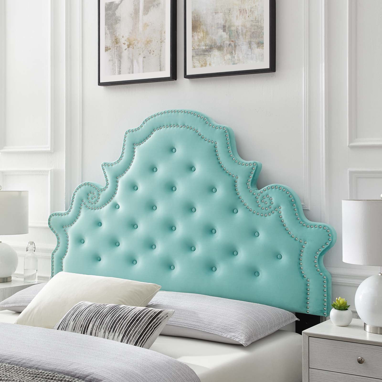 Modway Diana Tufted Performance Velvet Full/Queen Headboard in Mint