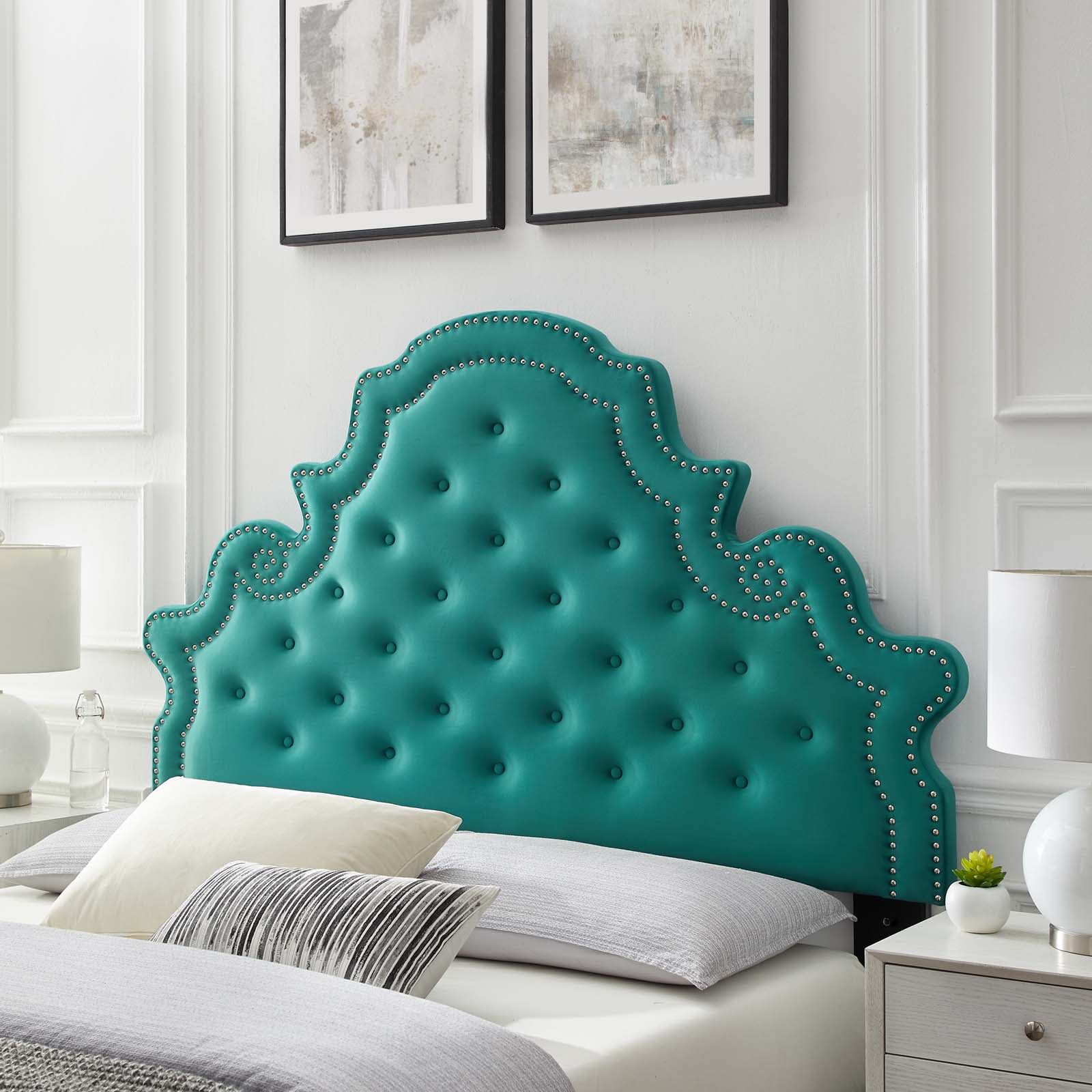 Modway Diana Tufted Performance Velvet Full/Queen Headboard in Teal