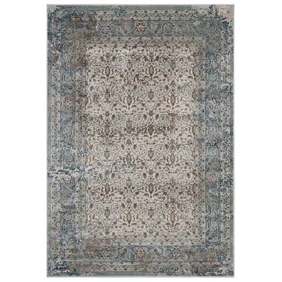 Modway Dilys 8' x 10' Floral Lattice Area Rug in Teal and Brown