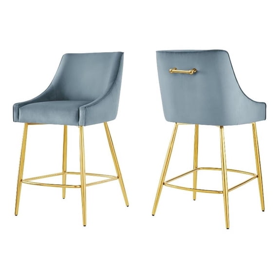 Modway Discern 25.5" Velvet Counter Stools - Light Blue (Set of 2)