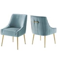 thumbnail image 1 of Modway Discern Pleated Back Upholstered Performance Velvet Dining Chair Set of 2 in Light Blue, 1 of 5