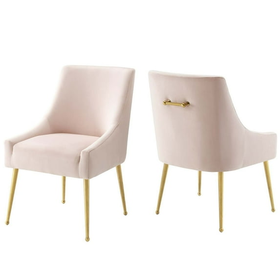 Modway Discern Upholstered Performance Velvet Dining Chair Set of 2 in Pink