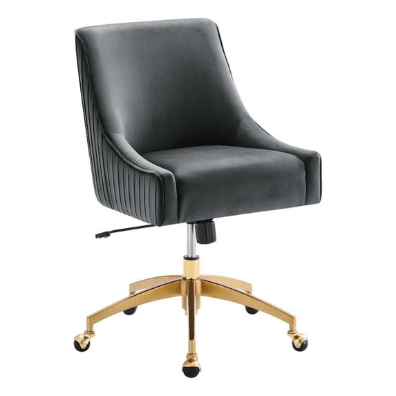 Modway Discern Modern Performance Velvet Swivel Office Chair in Gray