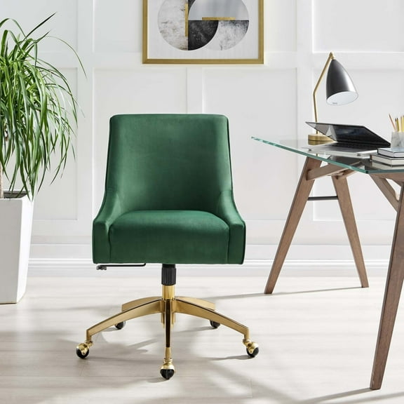 Modway Discern Performance Velvet Office Chair in Green