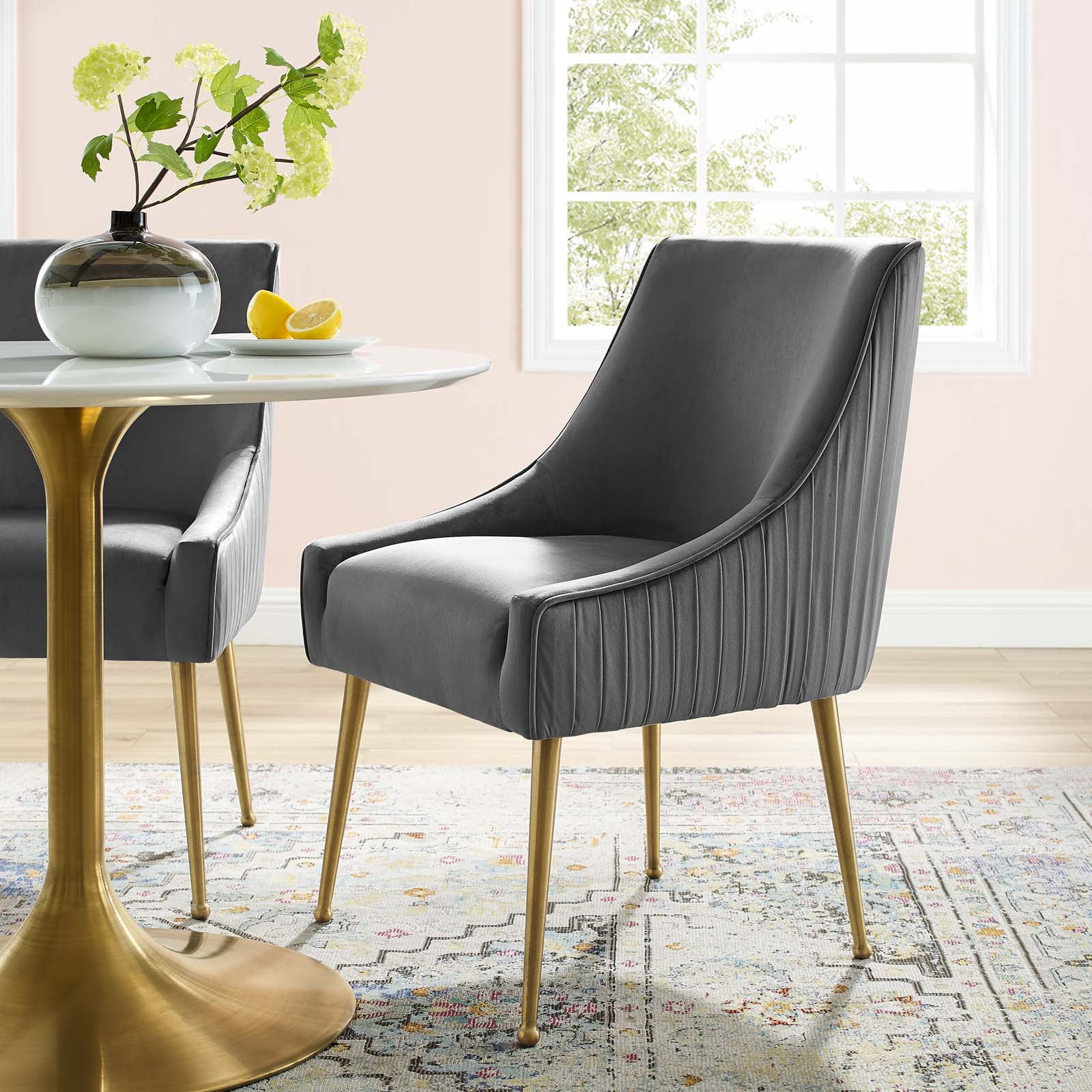 Modway Discern Pleated Back Upholstered Performance Velvet Dining
