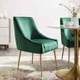 thumbnail image 1 of Modway Discern Pleated Back Upholstered Performance Velvet Dining Chair in Green, 1 of 6