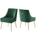 thumbnail image 1 of Modway Discern Upholstered Performance Velvet Dining Chair Set of 2 in Green, 1 of 5