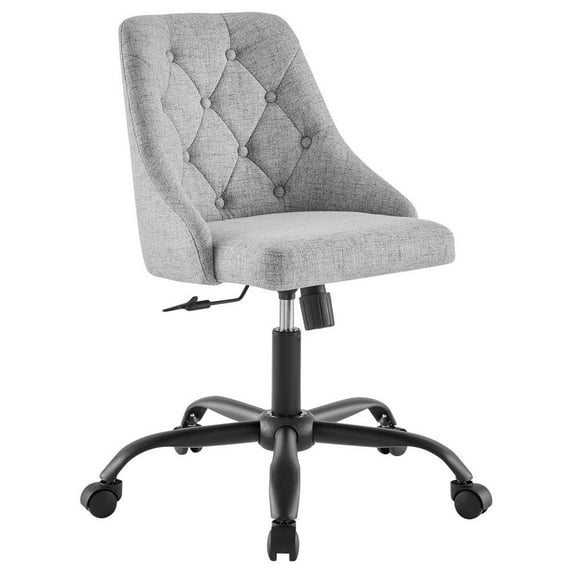 Modway Distinct Tufted Swivel Upholstered Office Chair in Black Light Gray