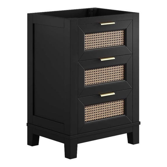 Modway Dixie 24" Solid Wood Bathroom Vanity Cabinet with Tapered Legs in Black