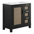 thumbnail image 1 of Modway Dixie 36" Solid Wood Bathroom Vanity Cabinet in Black and White, 1 of 12