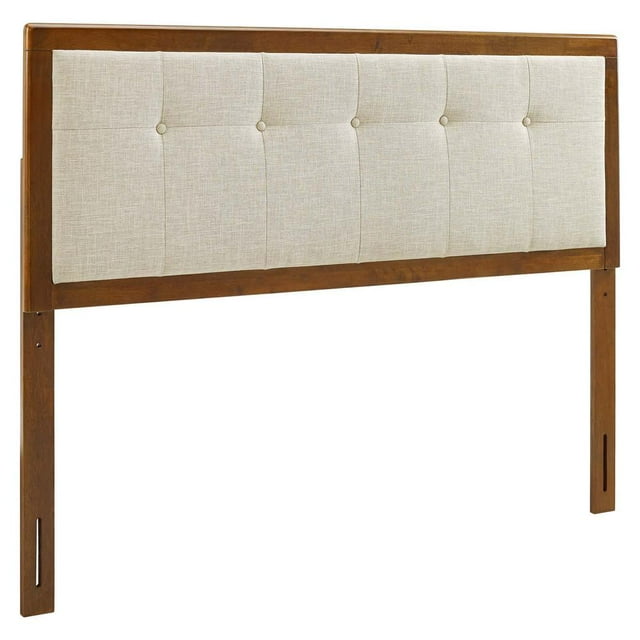 Modway Draper Tufted King Fabric and Wood Headboard in Walnut/Beige