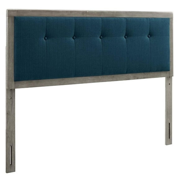 Modway Draper Tufted Queen Fabric and Wood Headboard in Gray Azure