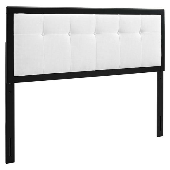 Modway Draper Tufted Queen Fabric and Wood Headboard in Black/White