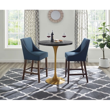 Modway Drive Modern Style Pine Wood and Iron Bar Table in Black/Gold