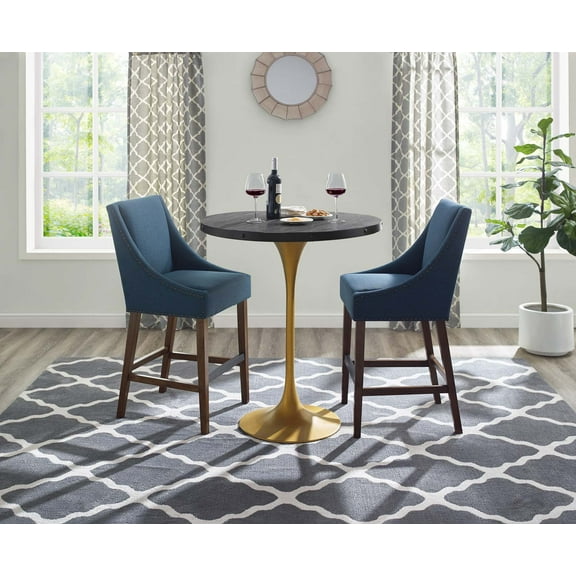 Modway Drive Wood Bar Table in Black Gold