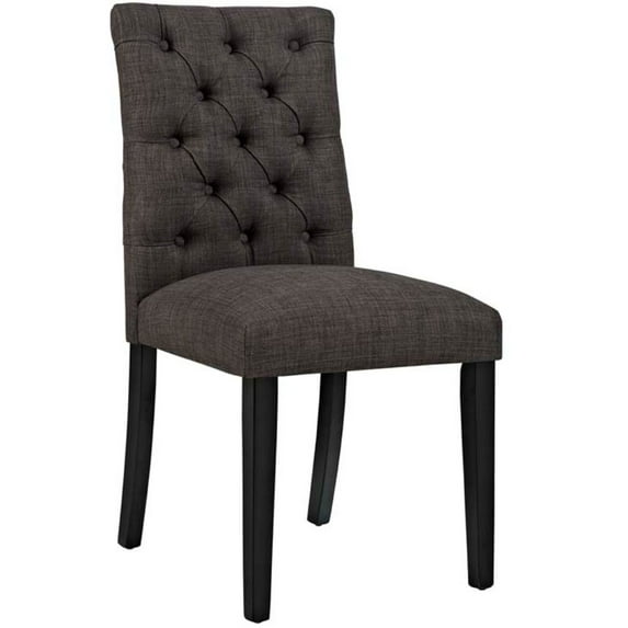 Modway Duchess 21.5" Button Tufted Polyester Fabric Dining Chair in Brown