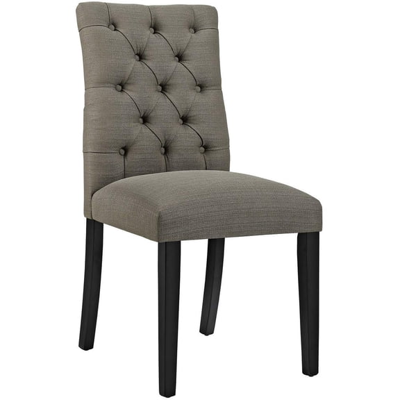 Modway Duchess 21.5" Button Tufted Polyester Fabric Dining Chair in Granite Gray