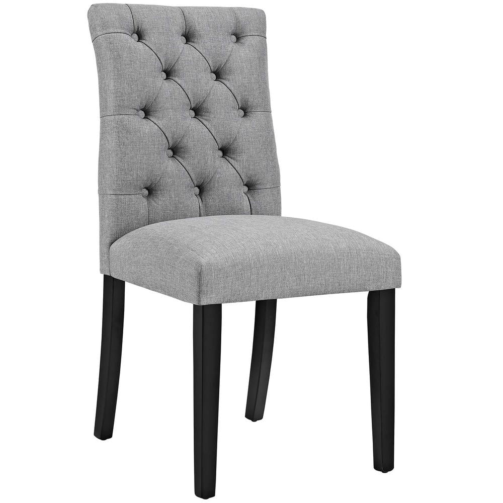 Elegant Light Gray Upholstered Parsons Side Chair with Wood Legs