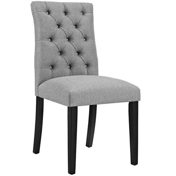 Modway Duchess 21.5" Button Tufted Polyester Fabric Dining Chair in Light Gray