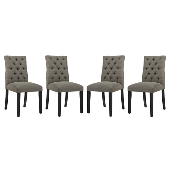 Modway Duchess 21.5" Fabric Solid Rubberwood Dining Chair in Granite (Set of 4)