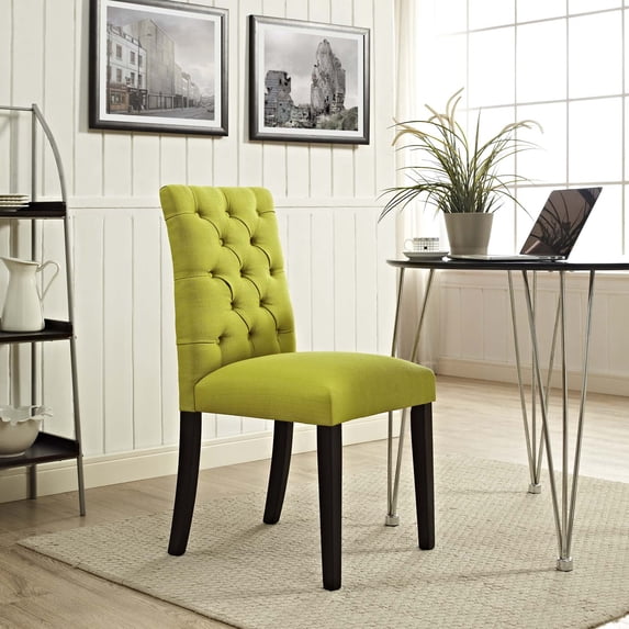 Modway Duchess Button Tufted Fabric Dining Chair in Wheatgrass