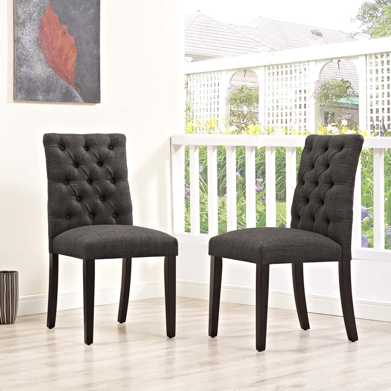Duchess Luxurious Brown Fabric Upholstered Dining Chair Set