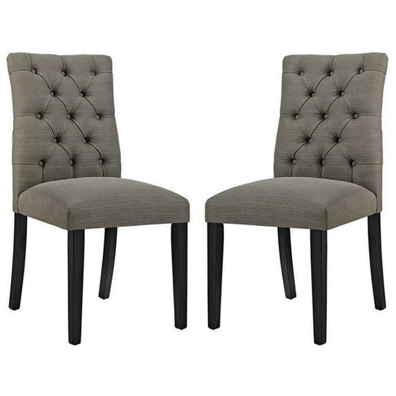 Modway Duchess Dining Chair Fabric Set of 2 in Granite