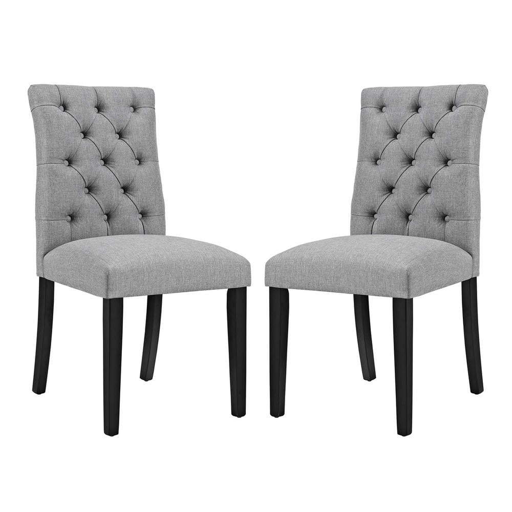 Elegant Duchess Light Gray Tufted Upholstered Dining Chair