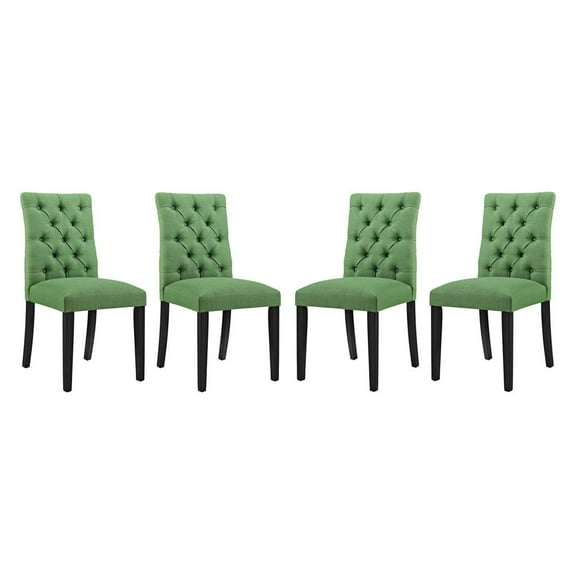 Modway Duchess Dining Chair Fabric Set of 4 in Green