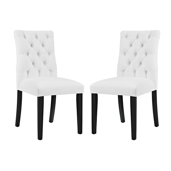 Modway Duchess 21" Modern Style Vinyl Dining Chair in White (Set of 2)