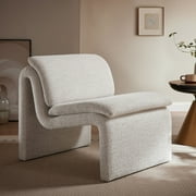 Modway Lume Boucle Fabric Upholstered Armless Accent Chair in Parchment